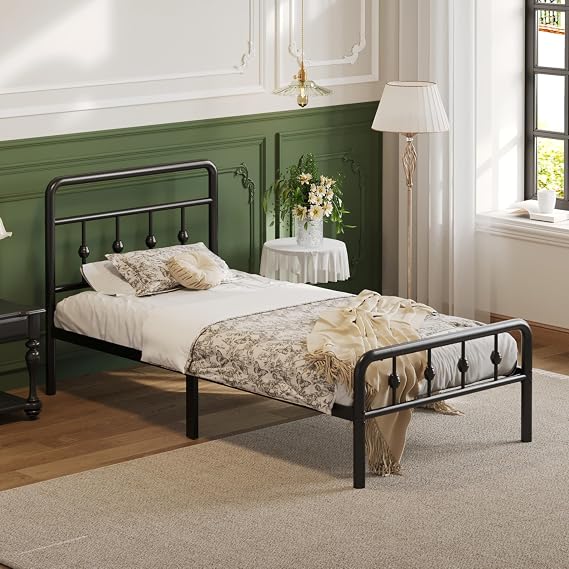 Lutown-Teen 12 Inch Twin Bed Frames with Headboard and Footboard