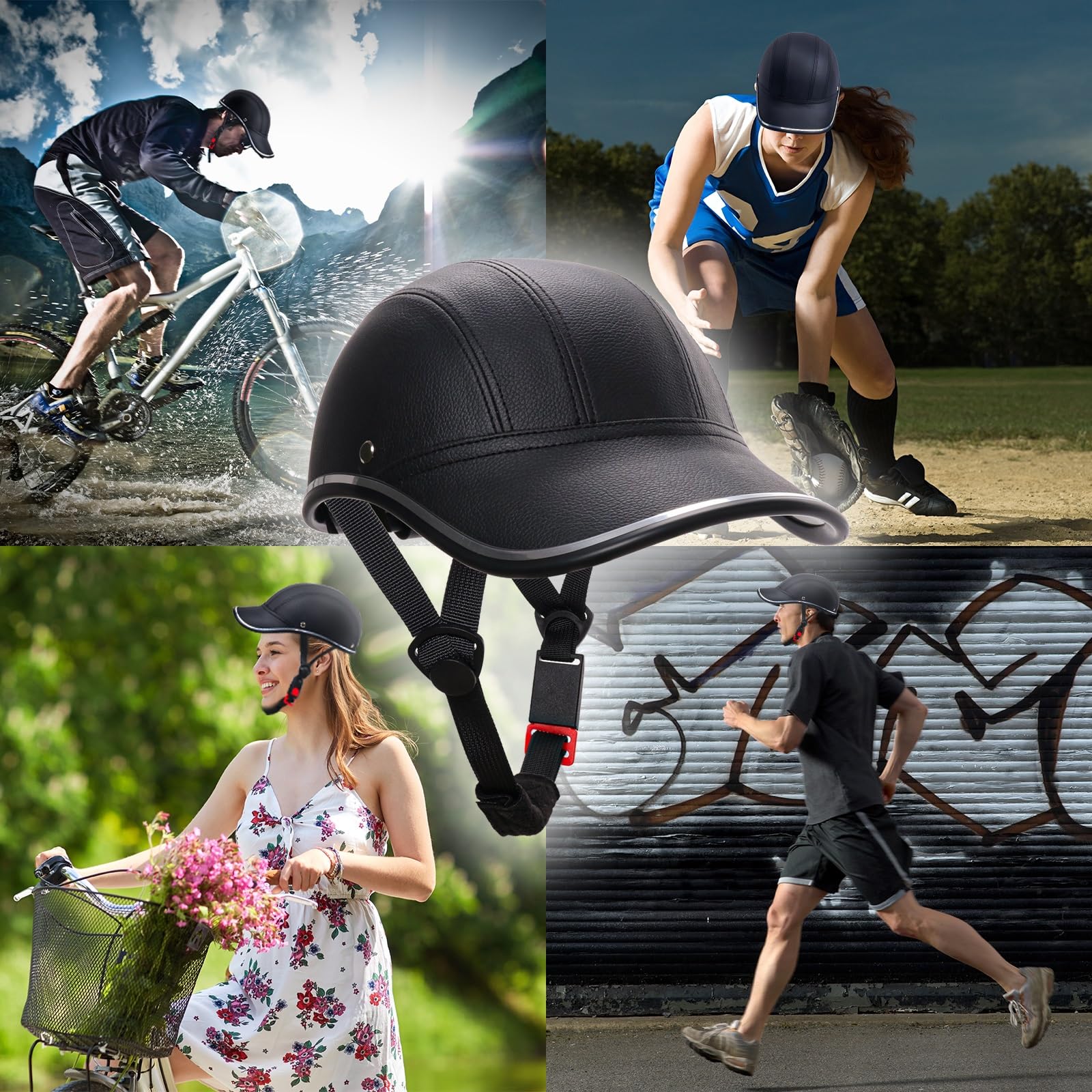 baseball cap bike helmet Amazon.com : Bicycle Helmet for Adults Small/Large PU Bike Helmet for Women  and Men Adjustable Safe 10 Colors Baseball Cap Sunshade 21.7-24.4 INCH Bike  Cycling Helmets with 12PCs Reflective Sticker (BLACK, Medium) :