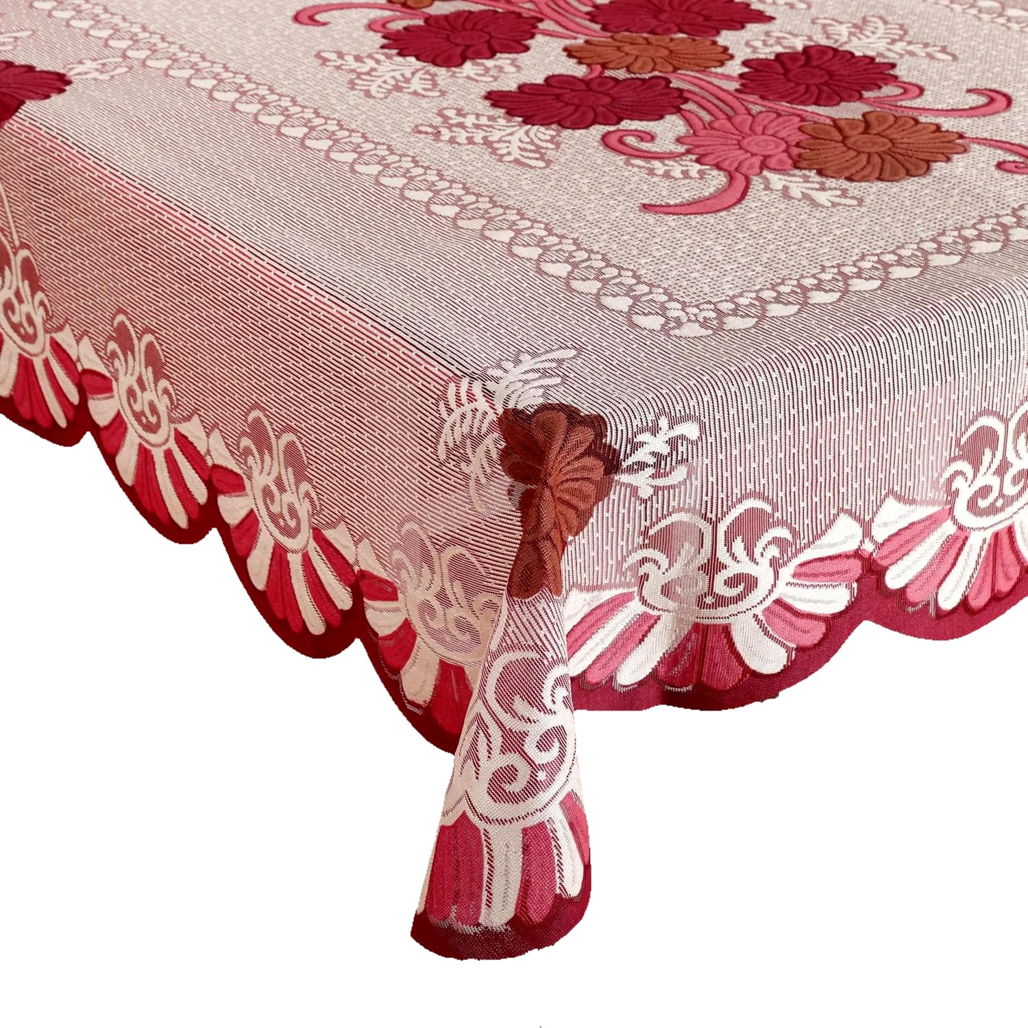 Weavers Villa Cotton Dining Table Cloth 6 Seater - 60x90 Inch Cover - Durable Table Protector Cloth - Dining Table Cover 6 Seater Waterproof - Long-Lasting Kitchen/Hall Decor Essentials (Maroon) - Image 5 thumbnail