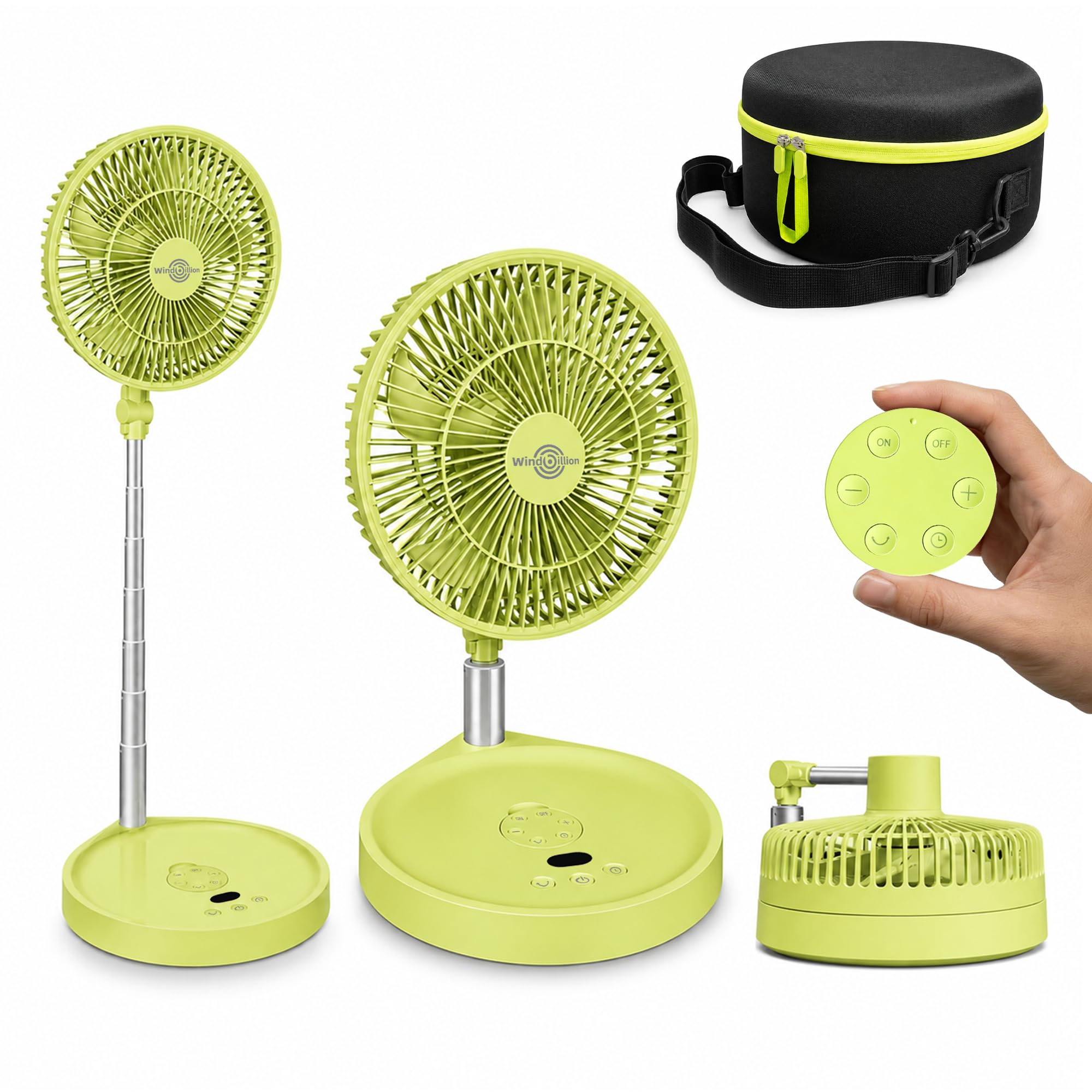 Ventilateur portable rechargeable, H6 pliable sur pied et de bureau, 16 000 mAh, design pliable sans fil avec télécommande, 5 vitesses, flux d'air silencieux, USB-C, banque d'alimentation