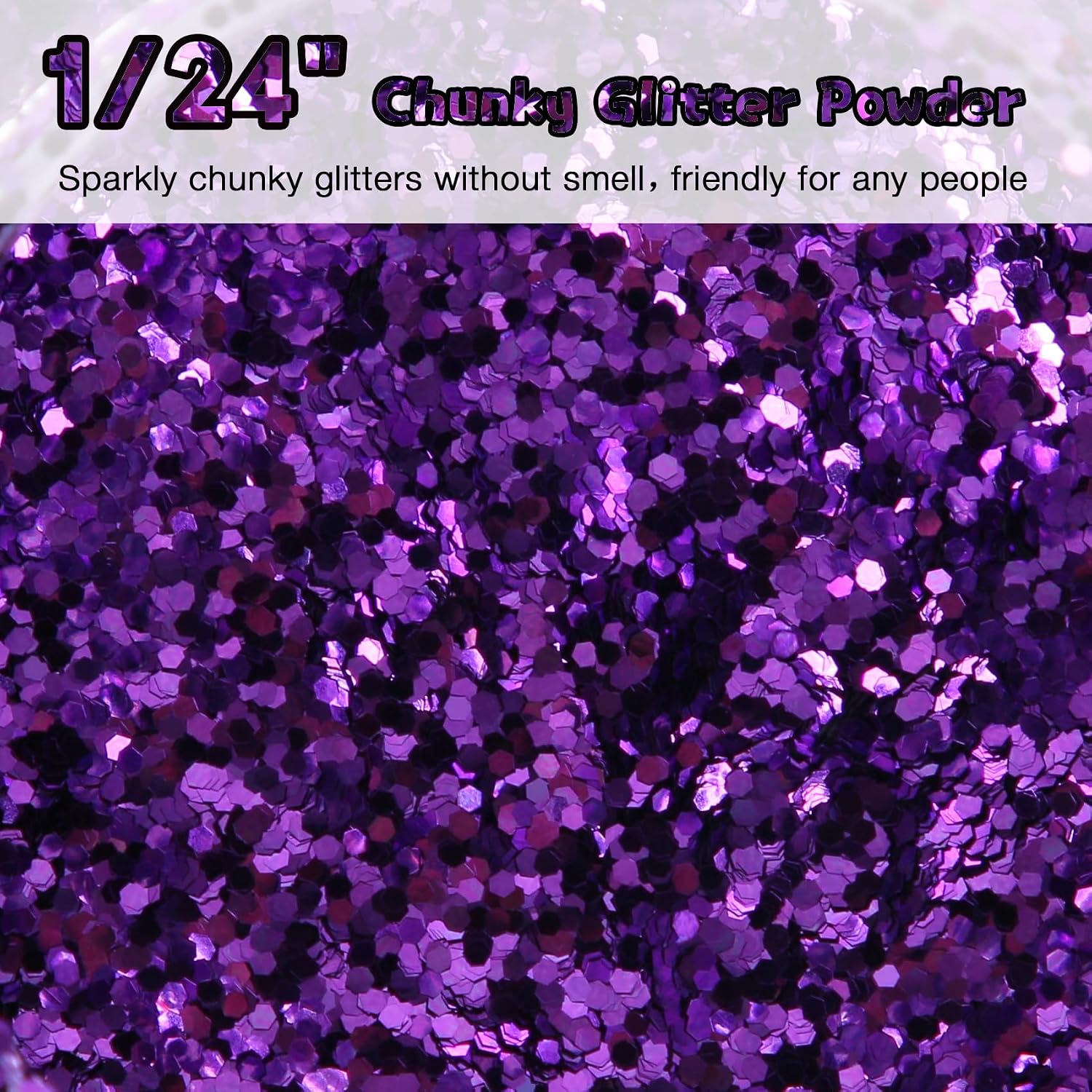 Purple Glitter, 7.05 Oz (200g), Chunky Glitter for Resin Crafts Nails Tumblers Slime Cosmetic and Festival Decoration - Purple Chunky Glitter Bulk