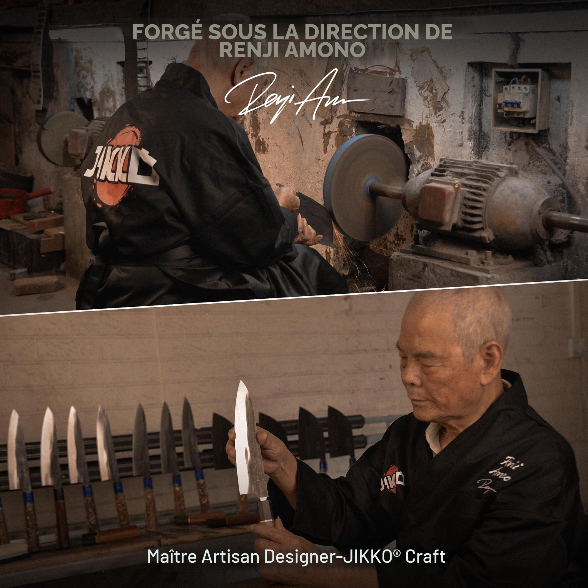 JIKKO® Bushido Edition – Couteau Santoku Japonais 18 cm | Acier Inoxydable AUS-8 à Haute Teneur en Carbone, Lame Alvéolée Ultra Tranchante 15°, Manche en Bois de Palissandre – Couteau de Chef Premium