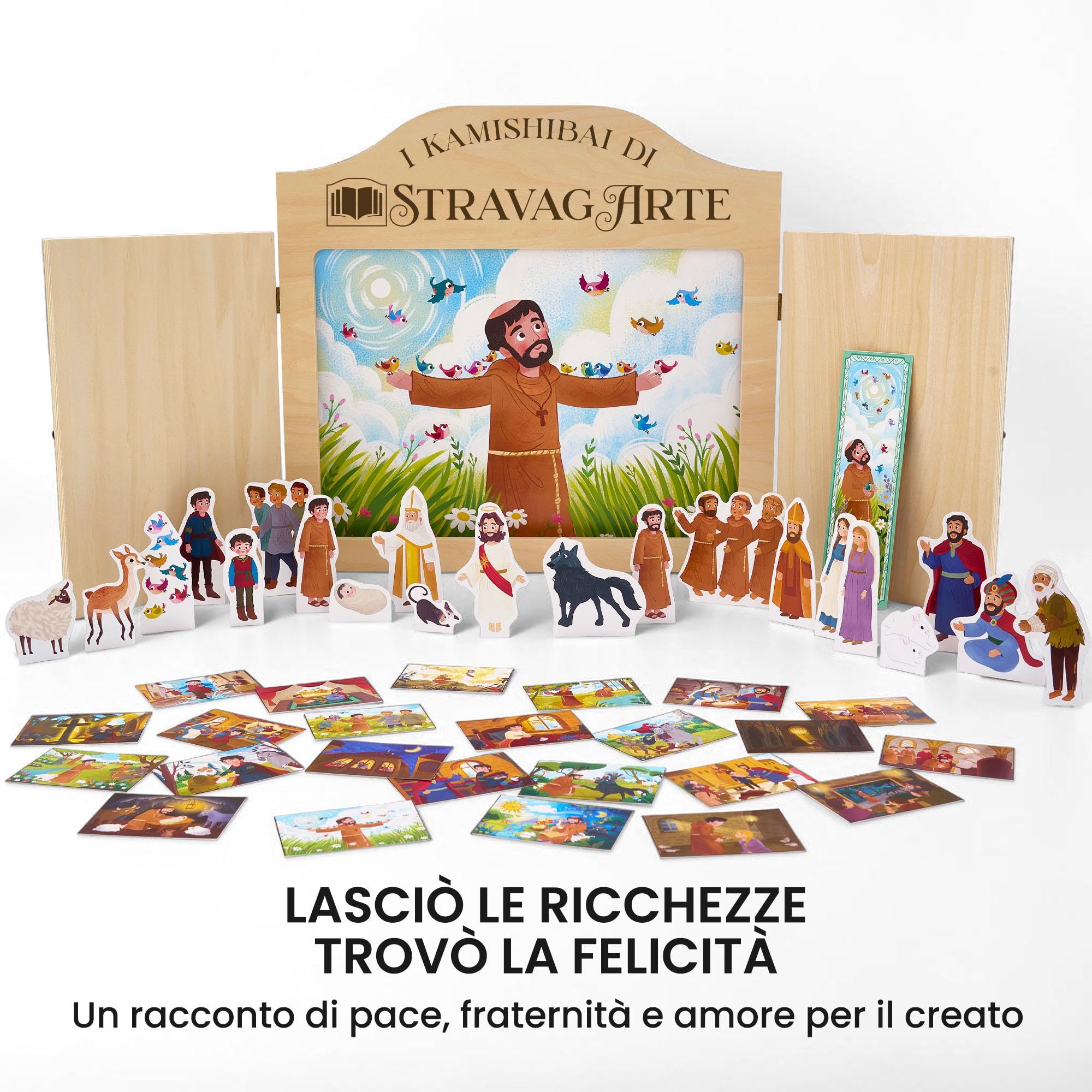 San Francesco, il fratello di tutti. Racconto della vita ispirato alle fonti francescane. Storia kamishibai. Ediz. italiana e inglese. Con burattini. Con flashcards. Con materiali educativi stampa...