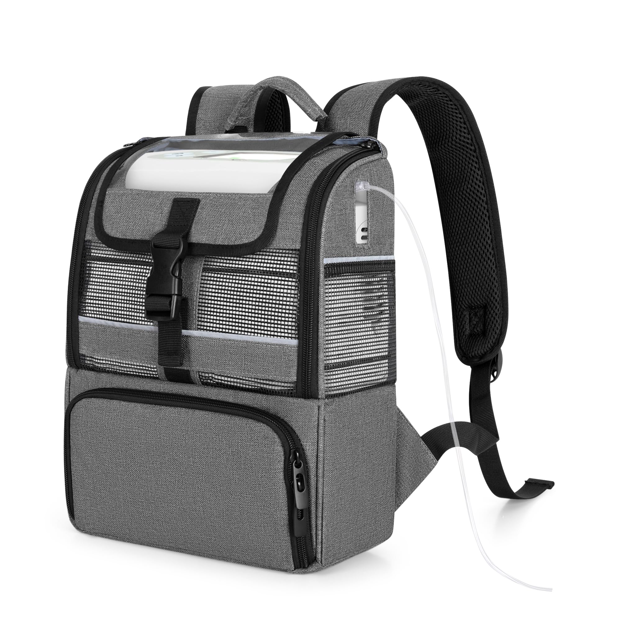 CURMIO Portable Oxygen Concentrator Backpack Compatible with Rhythm Healthcare P2/P2-E6/P2-E7, Empty POC Bag with Breathable Mesh Panels, Bottom