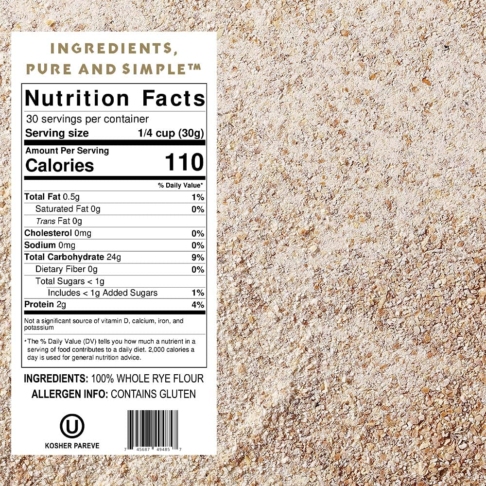 One in a Mill Whole Rye Flour | 8 LB [Pack of 2] Unbleached Pre-sifted Premium Quality Flour for Baking Bread, Cakes, Pie Crusts, Artisan Doughs & Sourdough Starter