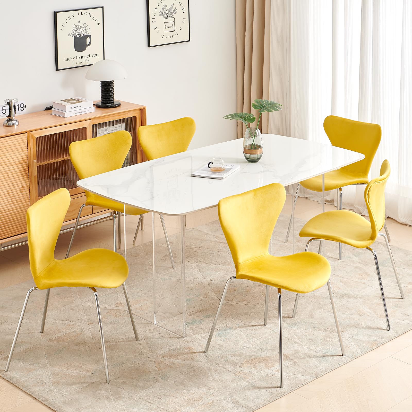 Fluwelen Eetkamerstoelen Set van 4