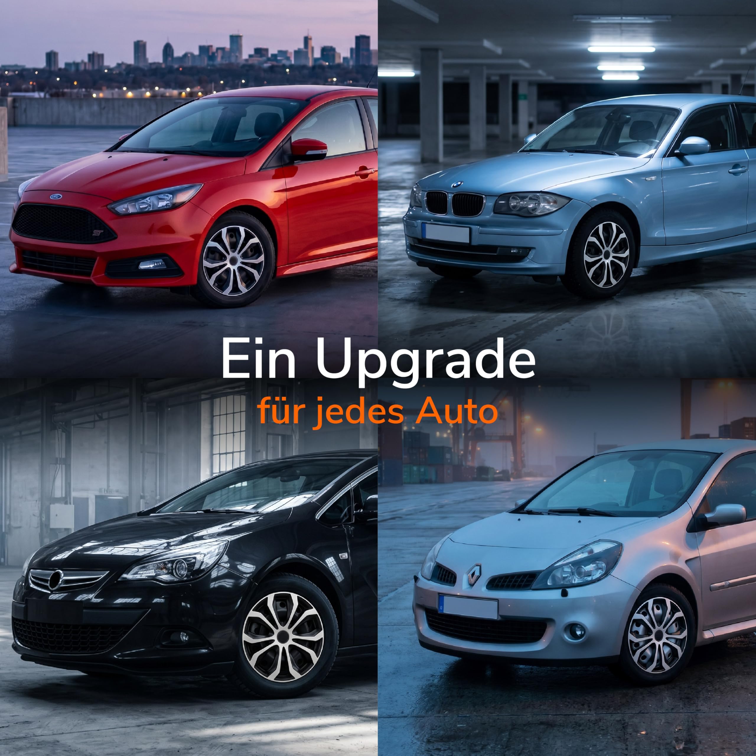 Upgrade4cars Radkappen 16 Zoll Schwarz Silber 4er Set | Radzierblenden Universal für Stahlfelgen | Robuste ABS-Kunststoff Radblenden | Auto Felgenabdeckung R16