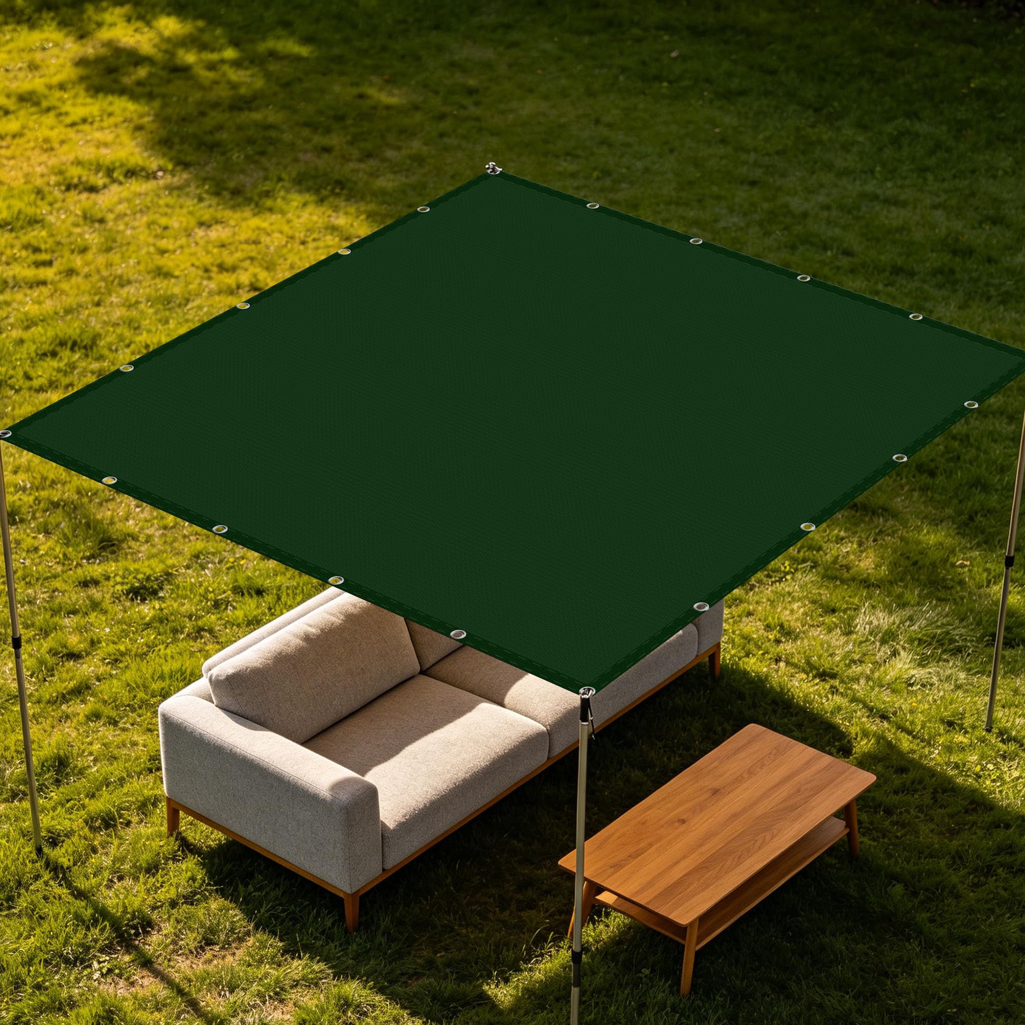 Toile d'ombrage rectangulaire 6.5 x 9 m vert foncé imperméable