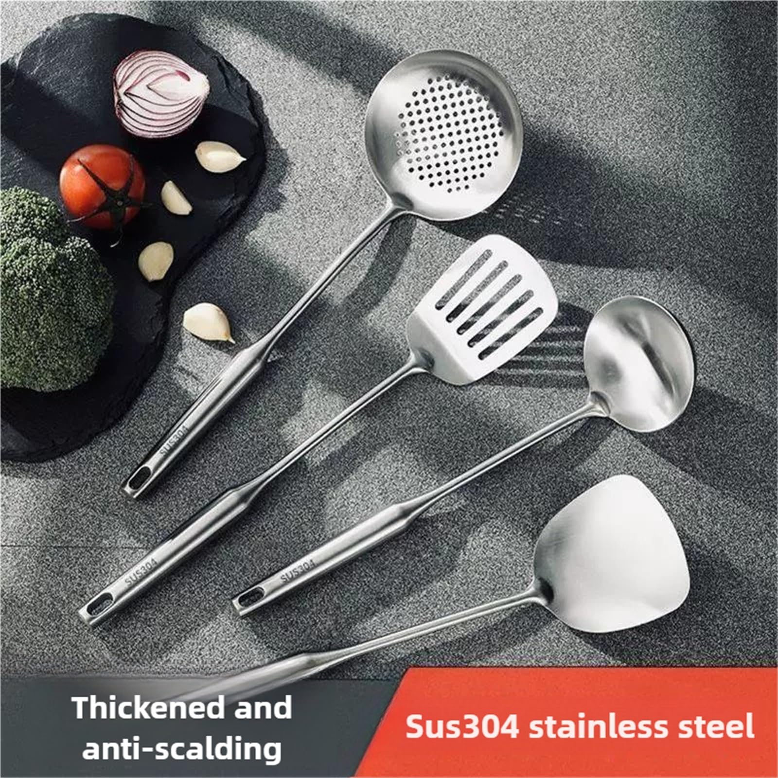 4 Stück Wok-Spatel aus Edelstahl 304 Für Küchen Und Schränke
