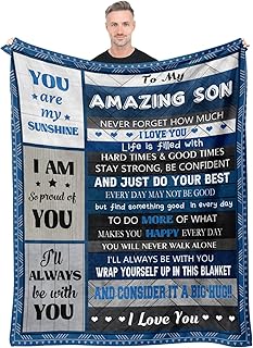 Gifts for Son Blanket, Son Gifts, Son Gifts from Mom, Gift for Son, Adult Son Gift Ideas, Son Birthday Graduation Gifts for Adult Son, to My Son Gifts from Mom Dad Throw Blanket 60"X 50"