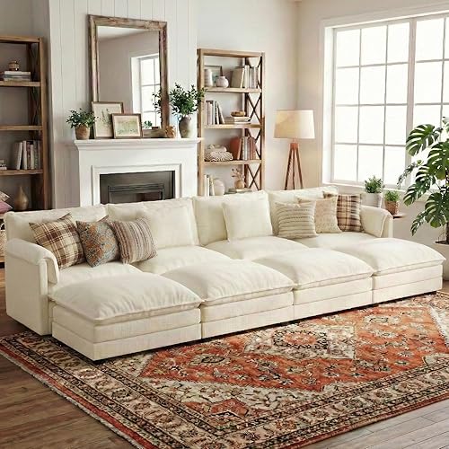 Miniatura 15 de ELUCHANG Sofá modular en forma de U de 153 pulgadas con almohada, sofá de asiento profundo para sala de estar, sofá moderno de 6 asientos con