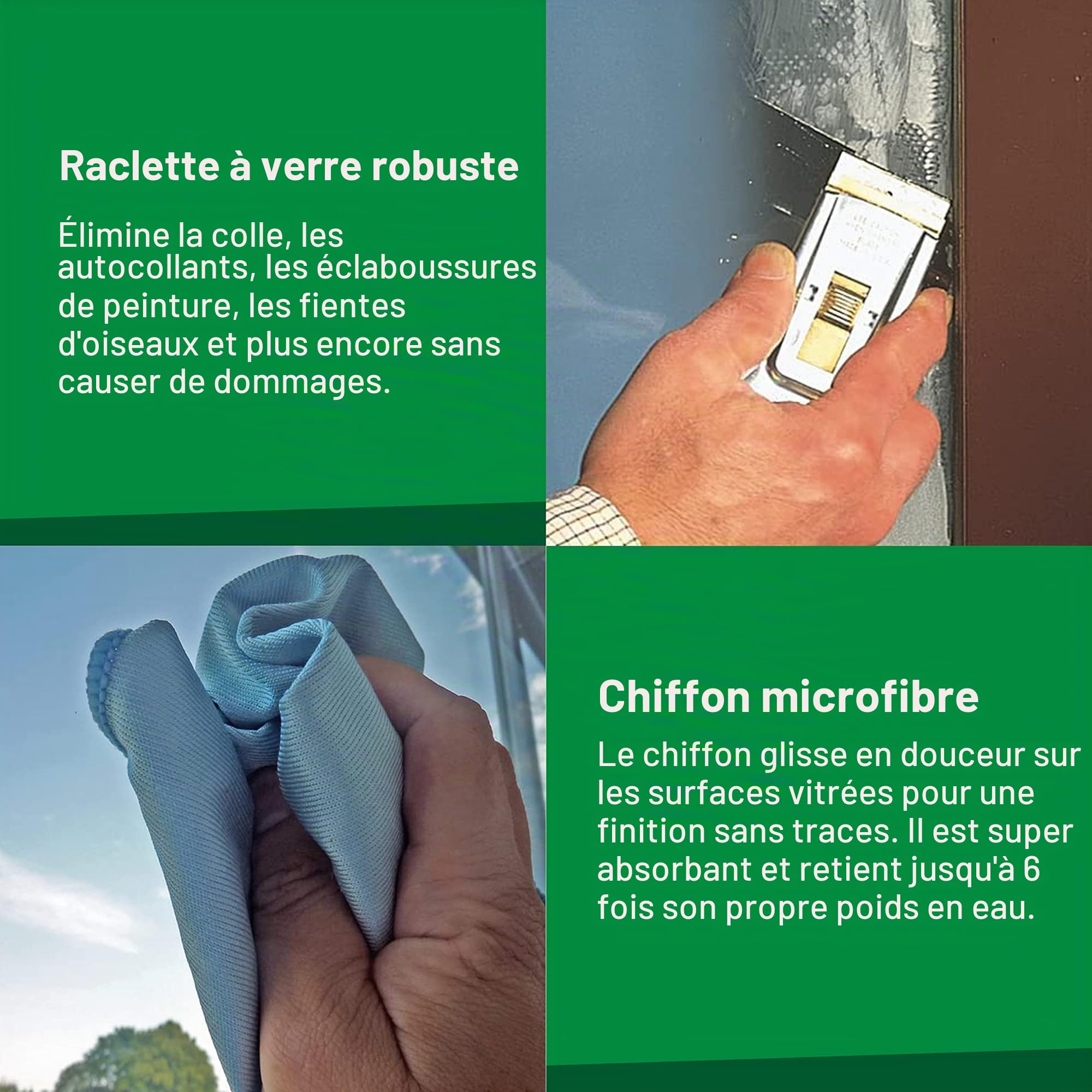 Unger Unitec Kit de Nettoyage de fenêtre avancé 4 en 1, équipement Professionnel de Nettoyage de vitres d'intérieur et d'extérieur, raclette, Lave-vitres, grattoir de sécurité, Chiffon en Microfibre,