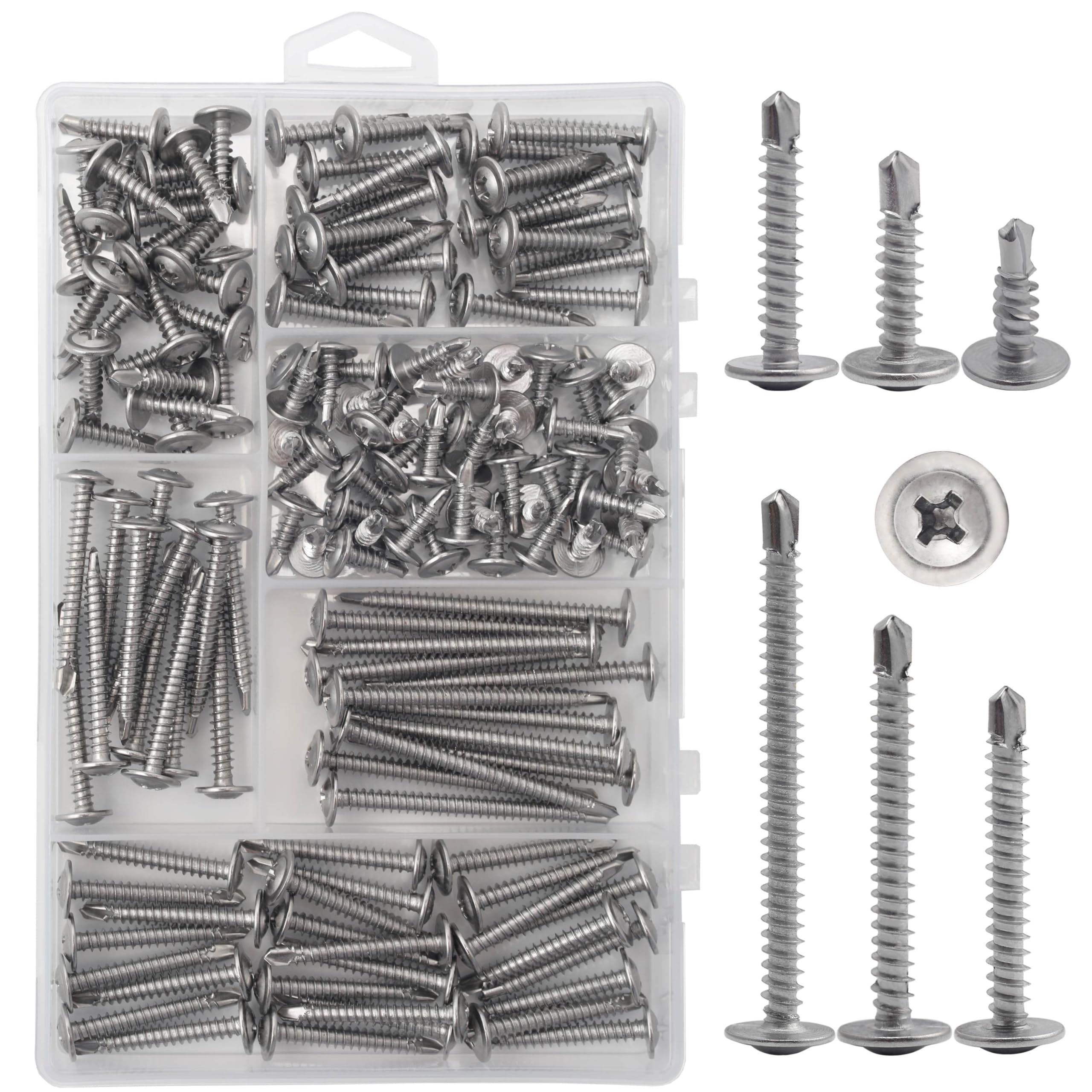 145pcs #8 Self Tapping Screws For Metal - Stainless Steel Sheet Metal Screw Assortment Kit - View #2
