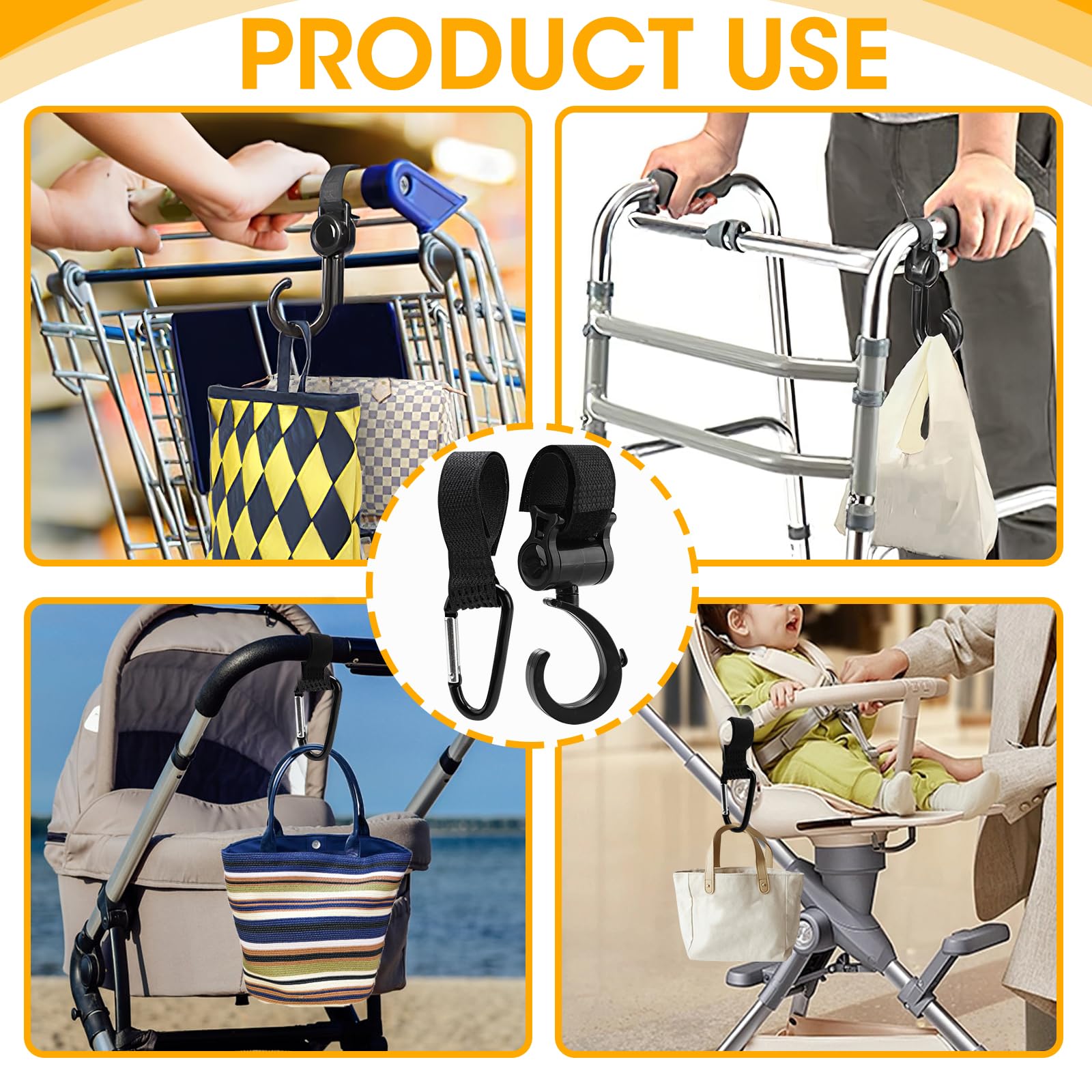 Ganci Per Passeggino Universali - Set 4 Pezzi Per Appendere Borse E Accessori - Foto 11