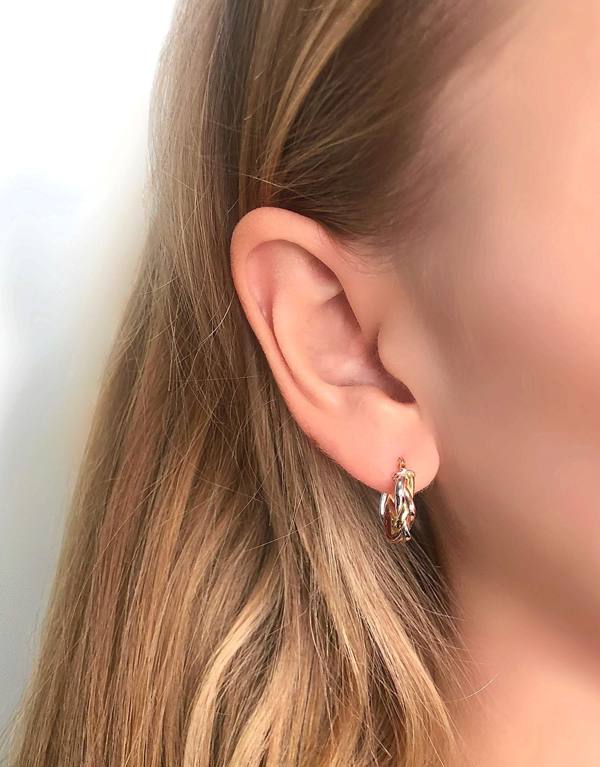 DelPia, Orecchino Modello Dea Aita Treccia in Oro 18 carati e Argento Sterling 925