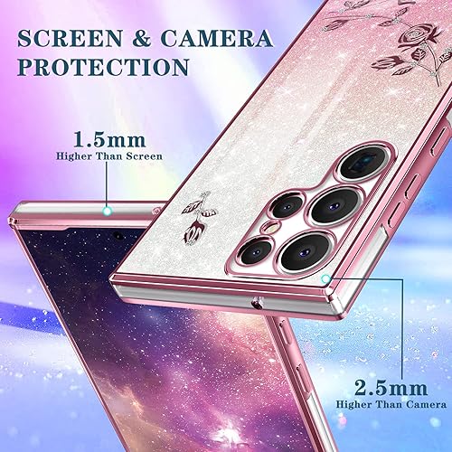 Miniatura 5 de Coralogo Funda 3 en 1 para Samsung Galaxy S22 Ultra con purpurina brillante para mujeres y niñas, cubierta de teléfono brillante con bonito diseño
