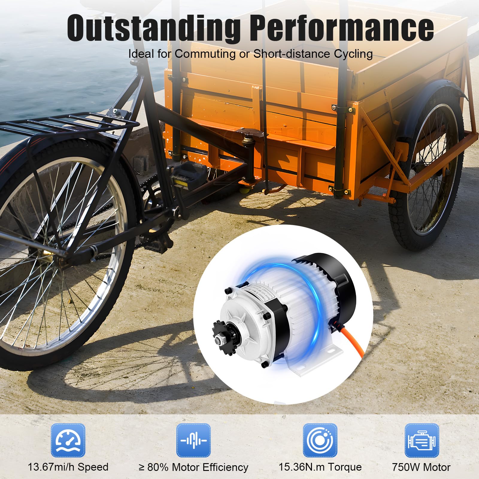 Electric Brushless Motor Kit, 750W 48V Electric Pedicab Motor Conversion Kit Brush-Less Geared Motor for Go Kart ATV Electric Bicycle Conversion Kit