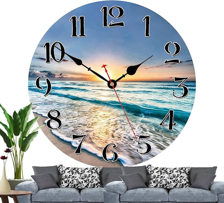 Amazon.co.jp: ビーチ掛け時計、ビーチテーマ掛け時計 | 読みやすい Amazon.co.jp: ビーチ掛け時計、ビーチテーマ掛け時計 | 読みやすい