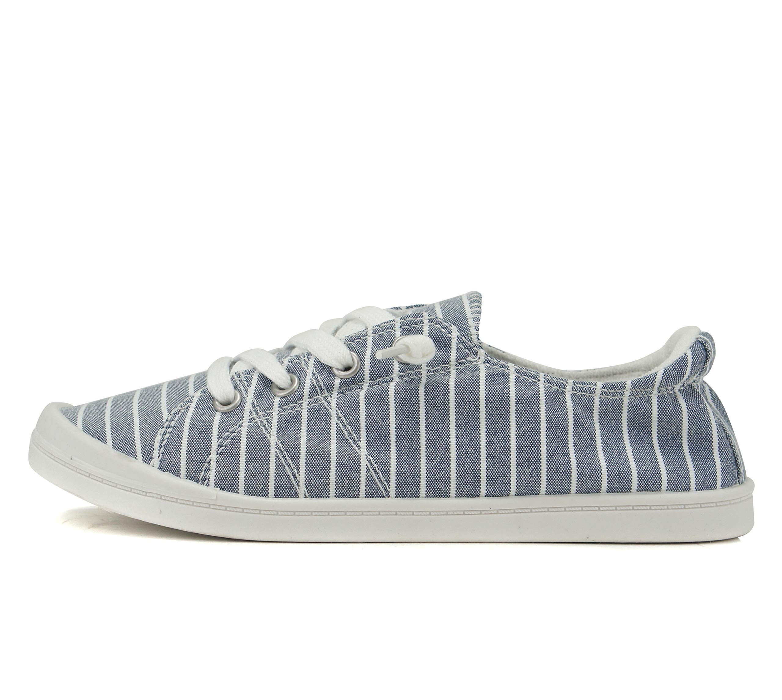 Soda Flat Women Shoes Linen Canvas Slip On Sneakers Lace Up Style Loafers Zig-S