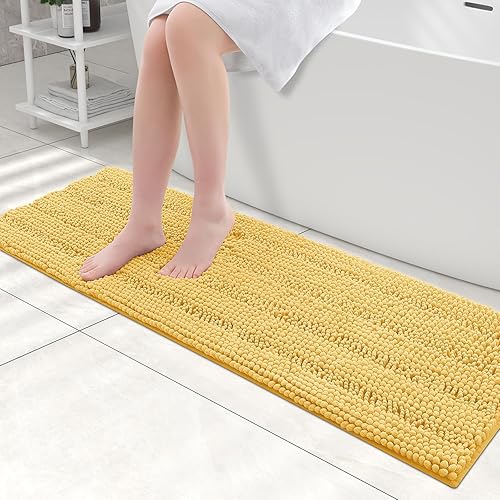 Miniatura 49 de Grandaily - Alfombras de baño de felpilla a rayas, extragruesas y absorbentes, antideslizantes, con fibras largas y suaves, lavables a máquina, para