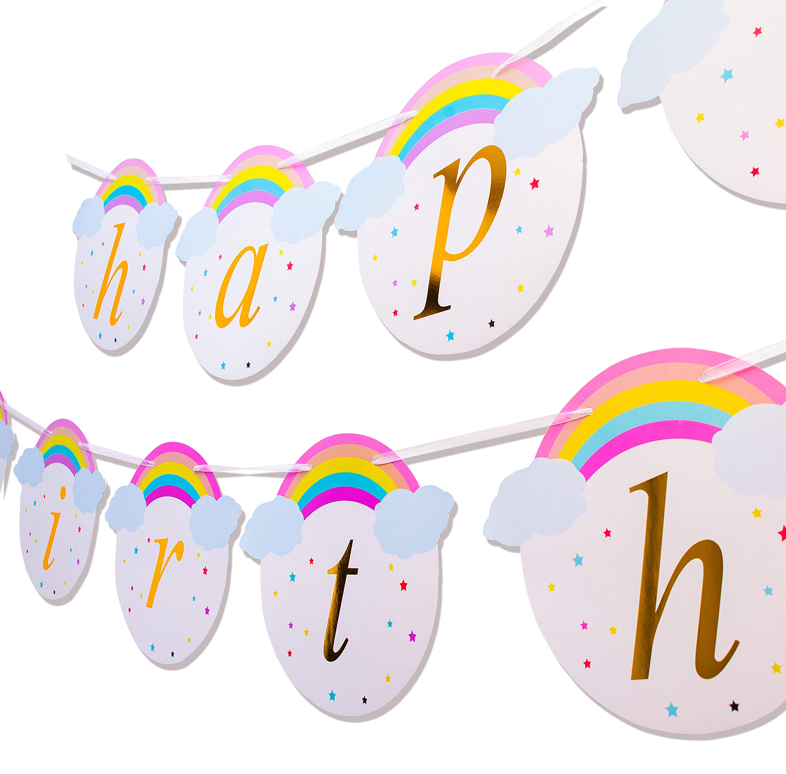 Keira Prince Happy Birthday Banner, Magical Rainbow and Unicorn Party Supplies