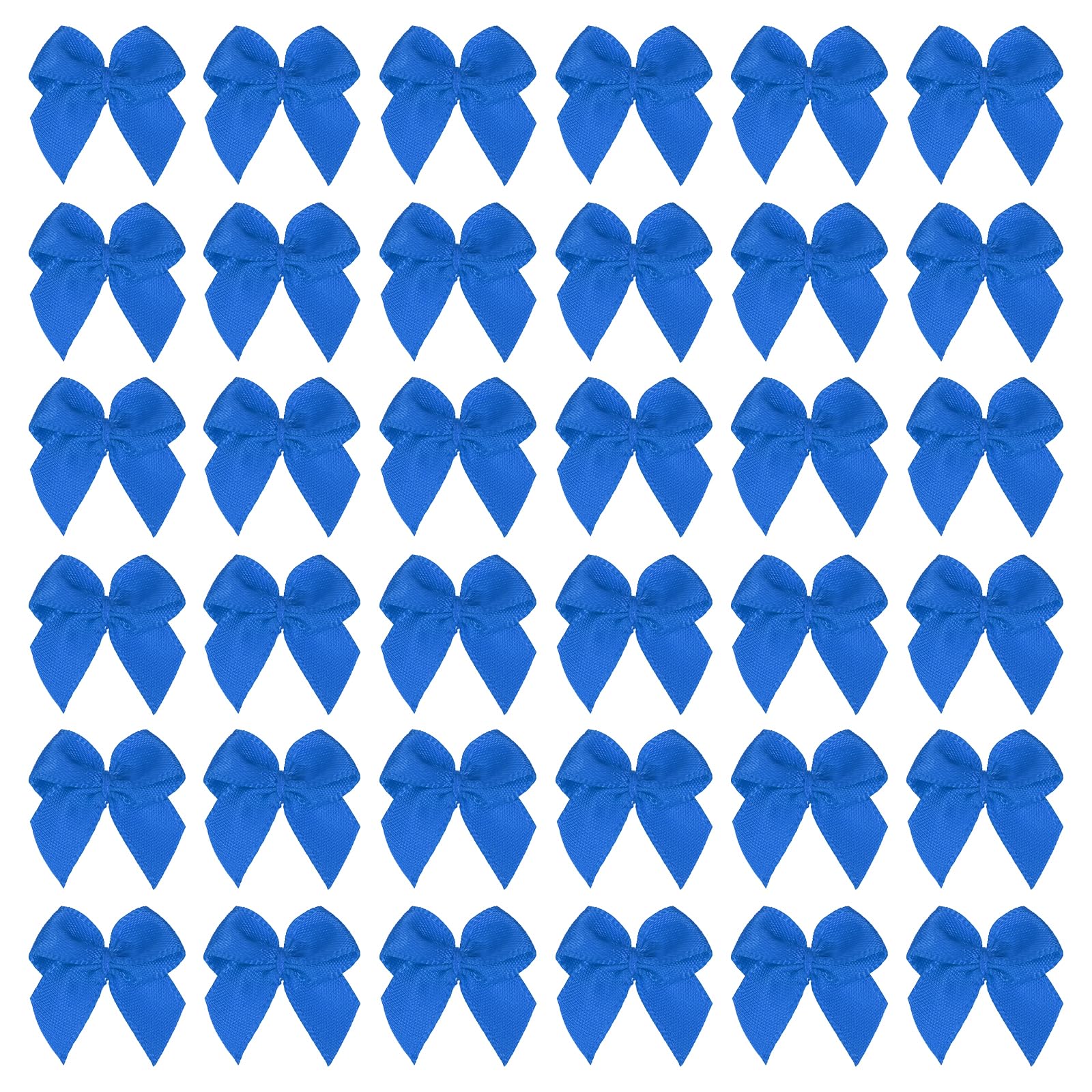 PATIKIL 1 Inch Mini Ribbon Bow 100 Pcs Satin Fabric Ribbon Flower Bows Appliques for DIY Craft Sewing Wedding Party Decoration, Blue