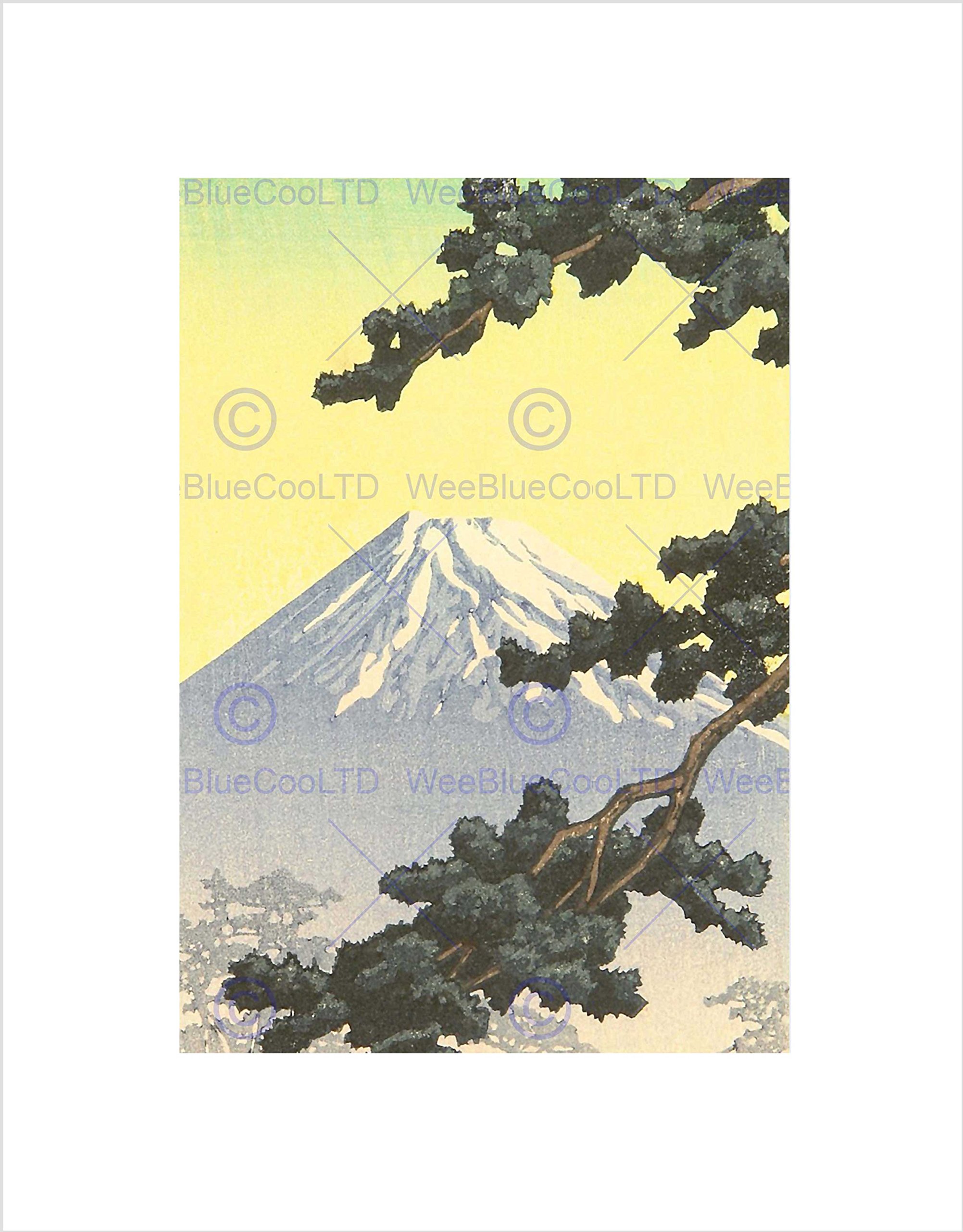Wee Blue Coo Nature Landscape Fuji Japan Volcano Kawase Hasui Wall Art Print