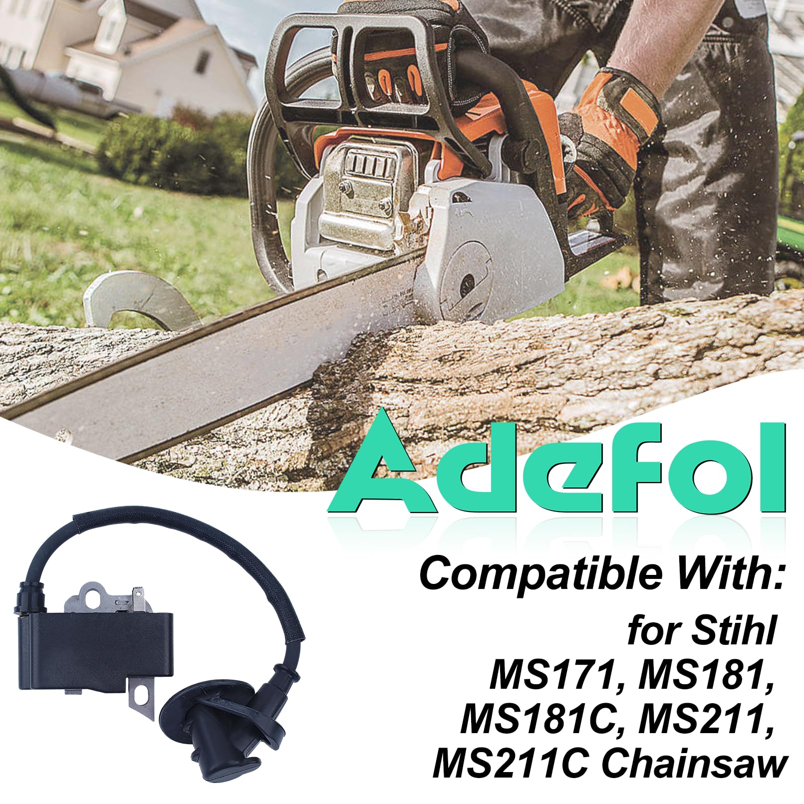 Adefol Modulo bobina di accensione per Stihl MS181 MS211 MS211C MS171 serie ricambi con candela 1139 400 1307