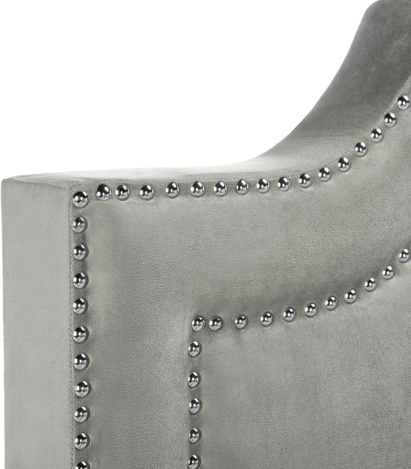 Safavieh Home Collection Theron Pewter Velvet Nickel Nailhead Trim Full Bed