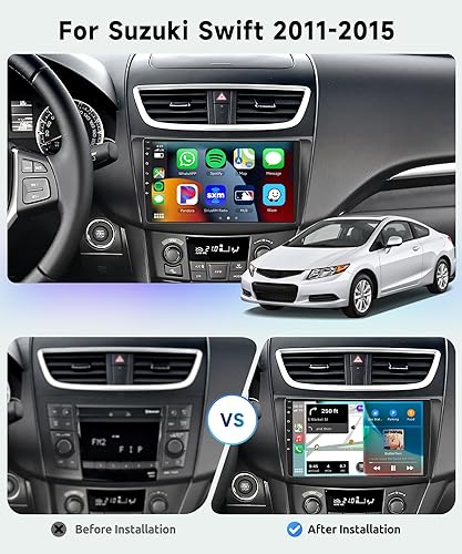 Miniatura 3 de podofo Radio de coche 8 Core 2G+64G para Suzuki Swift 2011 2012 2013 2014 2015, estéreo inalámbrico Apple Carplay Android Auto, pantalla táctil IPS