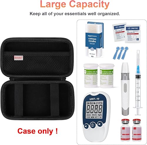 Miniatura 2 de BOVKE Estuche de suministros para diabéticos, bolsa de viaje para diabetes para kit de prueba, medidores de monitor de glucosa en sangre, tiras