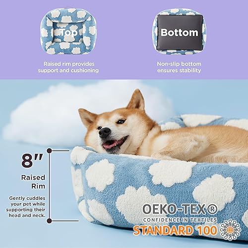 Miniatura 3 de LE SURE Bonita cama para perros grandes, camas lavables para mascotas, acogedor sofá ortopédico rectangular con felpa jacquard lanudo y parte