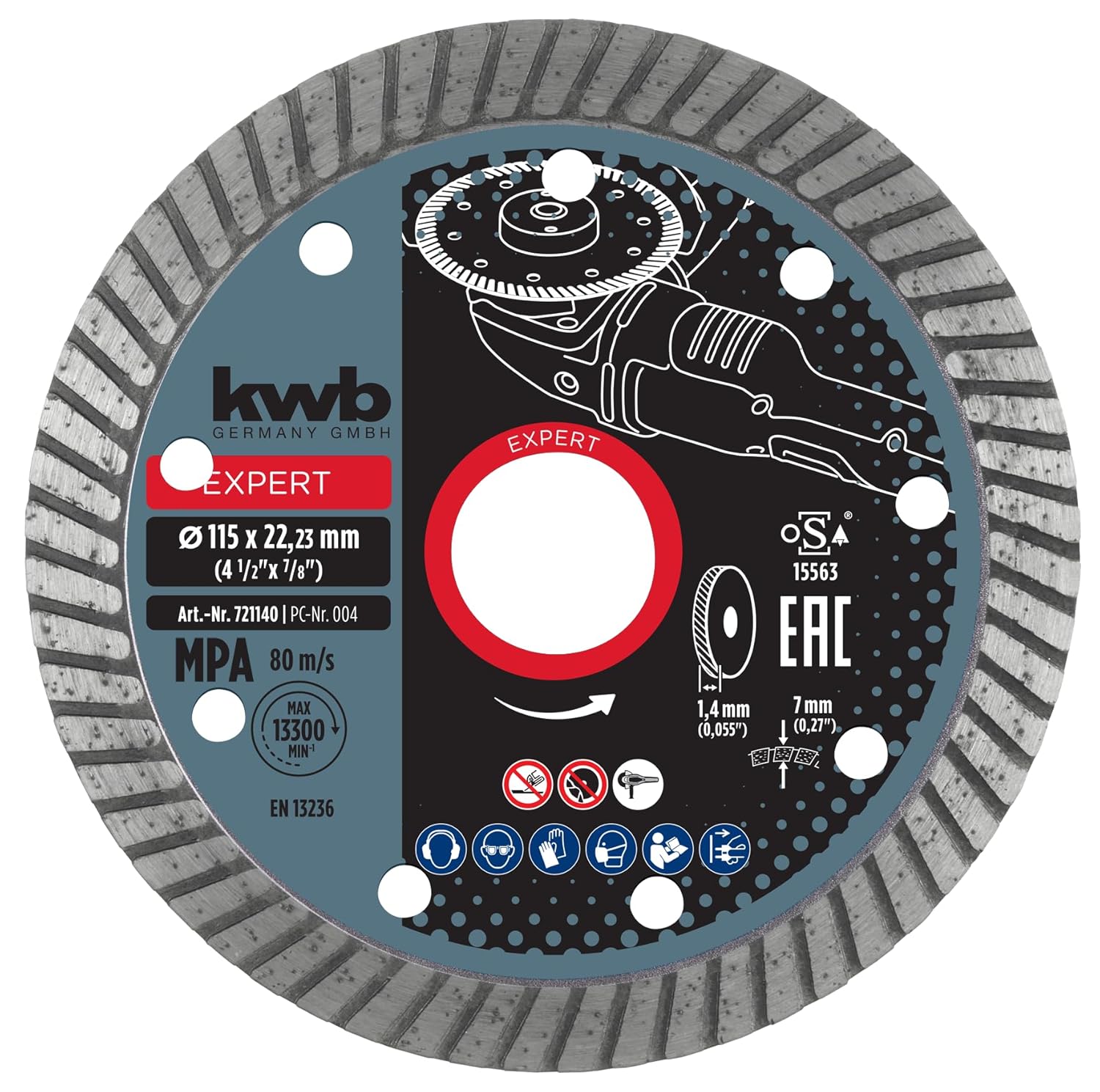 KWB KWB 721140 Aggresso-Flex Diameter 115 x 22 mm Red