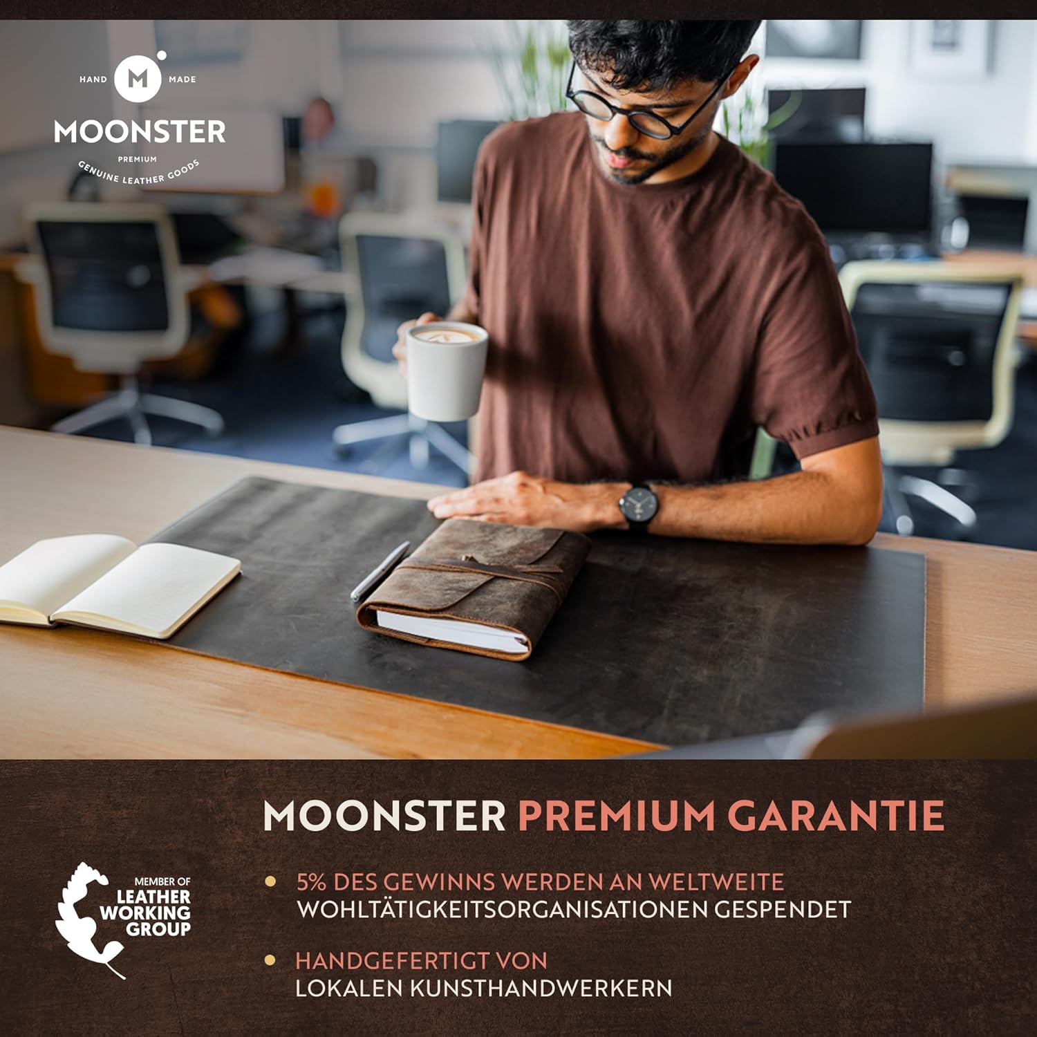 moonster Leather Journal Refillable Notebook - Writing Journals for Women, Mens Journal Leather Notebook Cover with Pen - Leather Bound Lined Paper A5 Travelers Diary - Travel Journal for Writing - Image 7