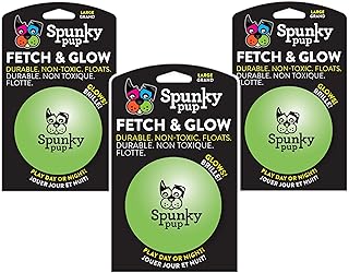 Spunky Pup (3 Pack) Fetch and Glow Ball - Large [Colors Vary]