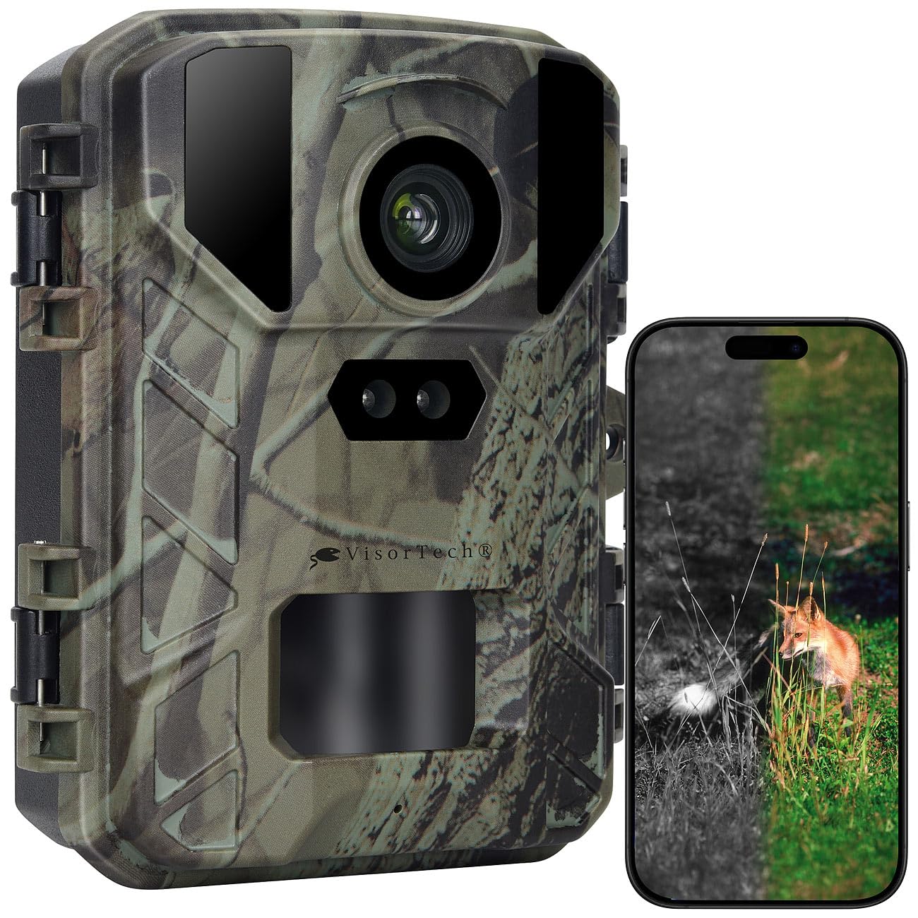 VisorTech WLAN Wildkameras: WLAN-Wildkamera mit 50 MP, interpolierter 4K-Auflösung & No-Glow-IRs (mit schneller Auslösung, WiFi Wild Überwachungskamera)