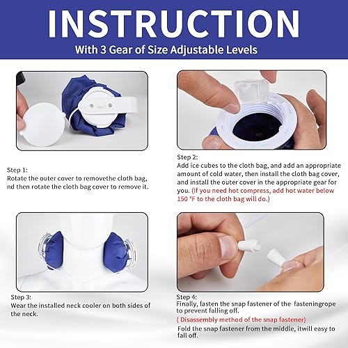 Miniatura 3 de Enfriador de cuello para climas cálidos, reutilizable, dispositivo de refrigeración de cuello, bolsa de agua caliente para aliviar el dolor, a