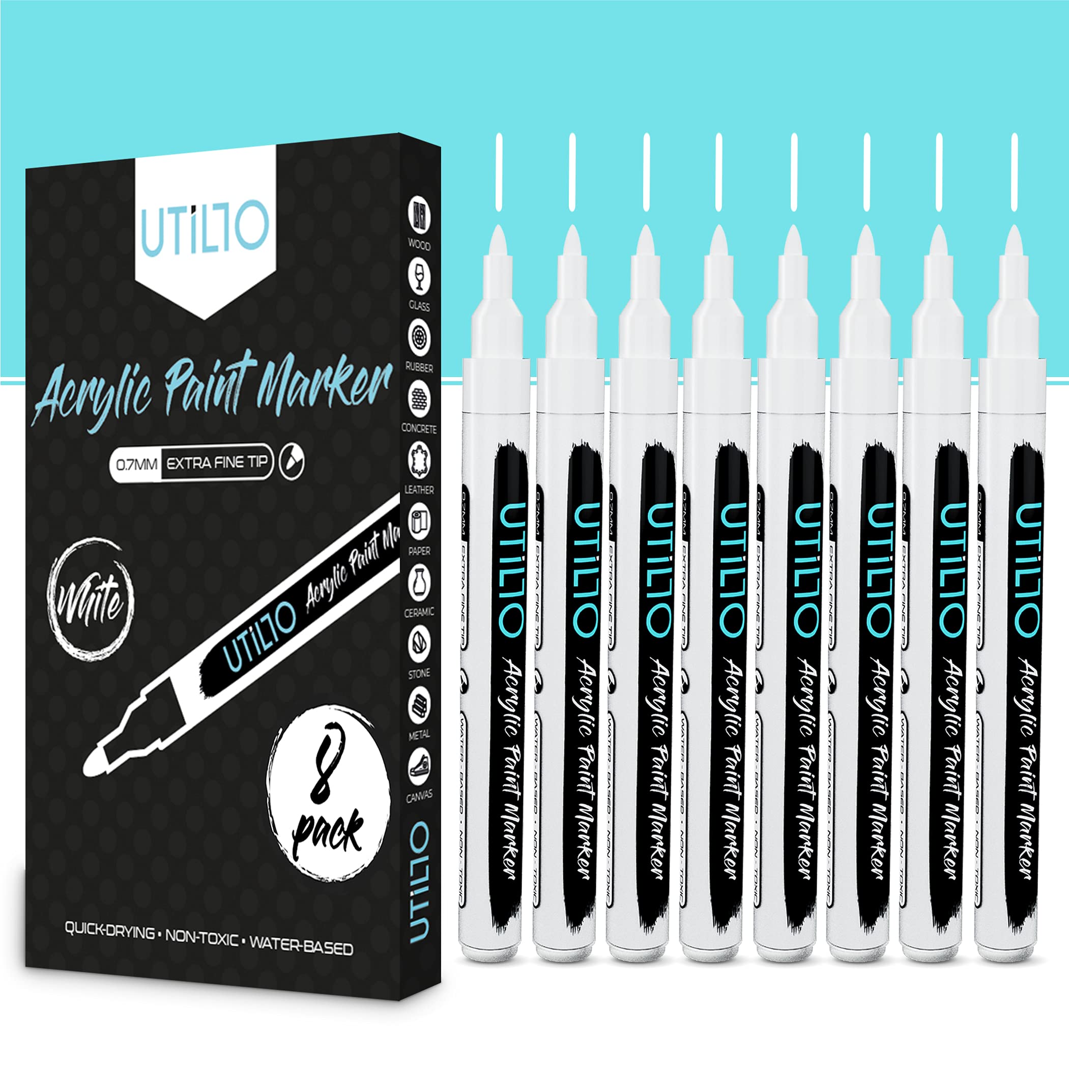 Buy White Paint Marker (8Pack) 0.7mm Fine Tip Made in Japan Bold