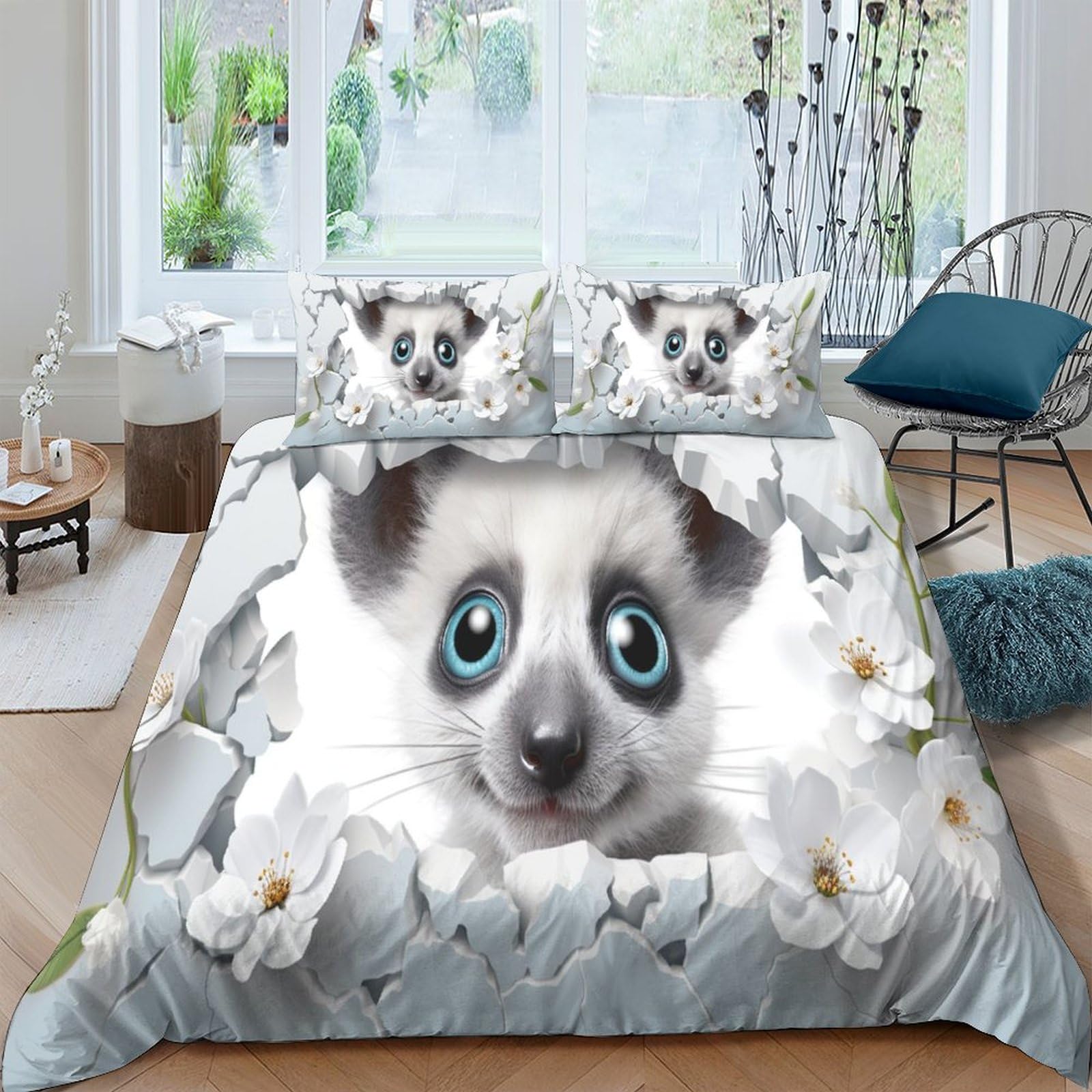 Couette animal sauvage 220x240 cm avec parure de lit microfibre grand lit ado