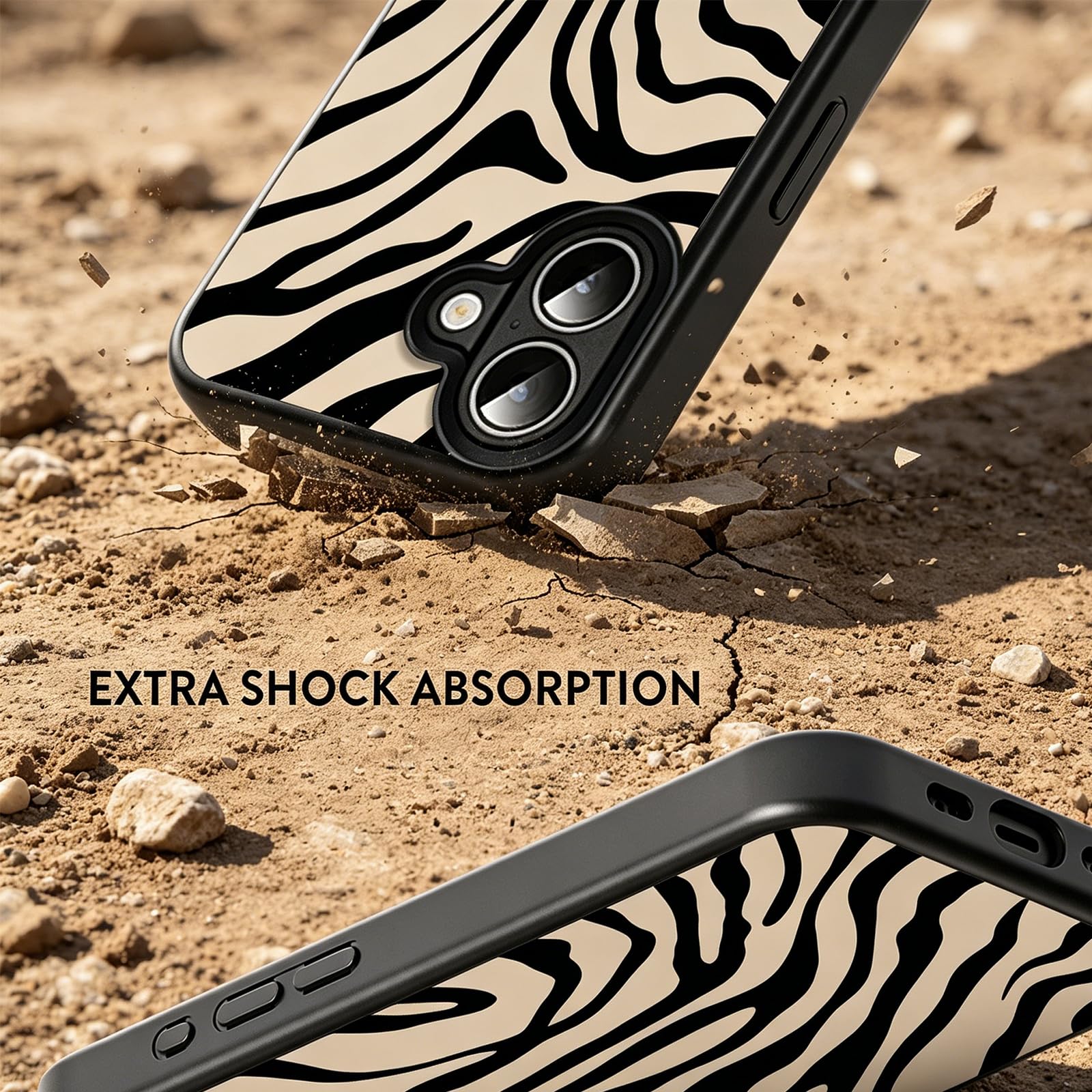 Custodia magnetica per iPhone, compatibile con ricarica wireless, resistente ai graffi e durevole, per l'uso quotidiano, protezione sottile e leggera, design creativo (strisce zebrate, iPhone 17)