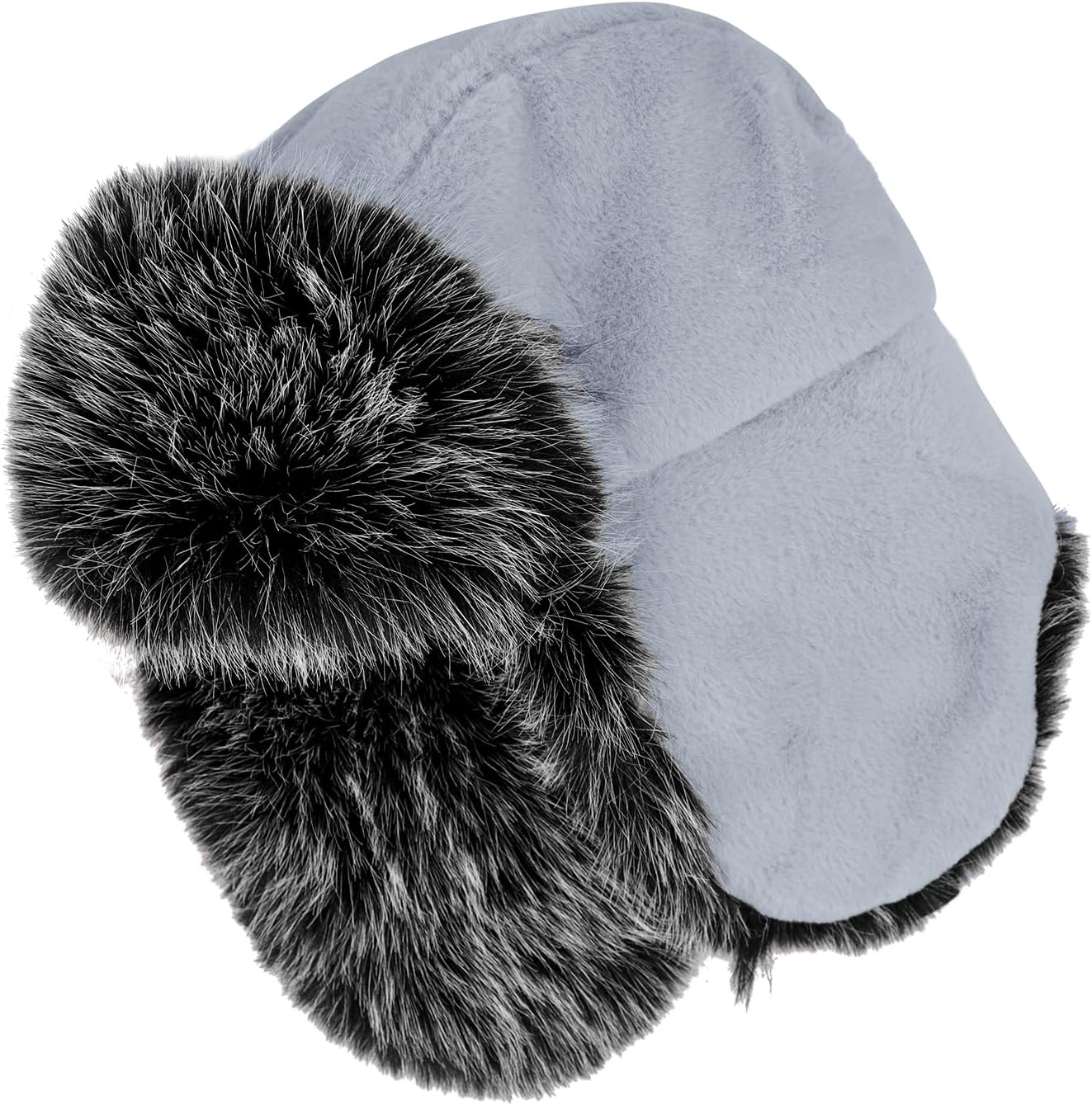 Unisex Faux Fur Trapper Hat - Winter Warm Furry Ushanka Ear Flap Hat, Windproof Hunting Ski Snow Cap for Men & Women