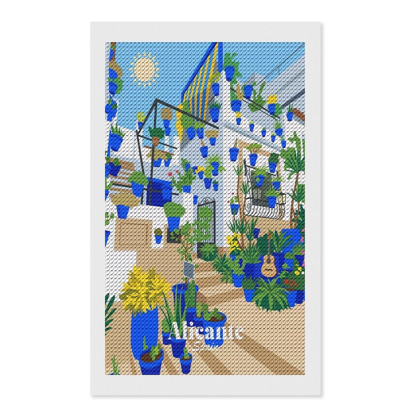 Junmoney Alicante Spain DIY Diamond Art Canvas Kit 12"x20", for Teens, Aesthetic Room Decor, Farmhouse Decor, Canvas Picture, Birthday Gift
