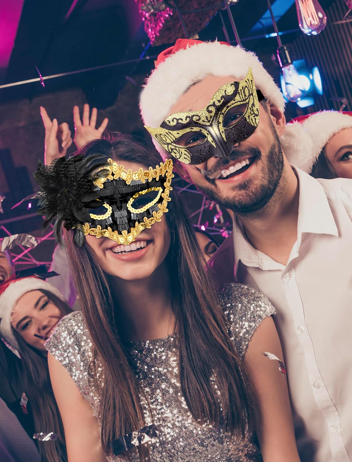 SIQUK 8 Pieces Couple Masquerade Masks Set Venetian Party Mask Costume Mask - Image 7