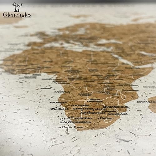 Miniatura 5 de Tablero de mapa del mundo con marco gris  Tablero de pinboard enmarcado  Diseño de madera de corcho  70 pines incluidos  14.2 x 21.2 pulgadas