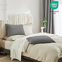 Vista 239 de PHF Fundas de almohada 100% algodón con tejido de gofre de 24 x 24 pulgadas, paquete de 2 fundas cuadradas para decoración elegante del hogar, sin