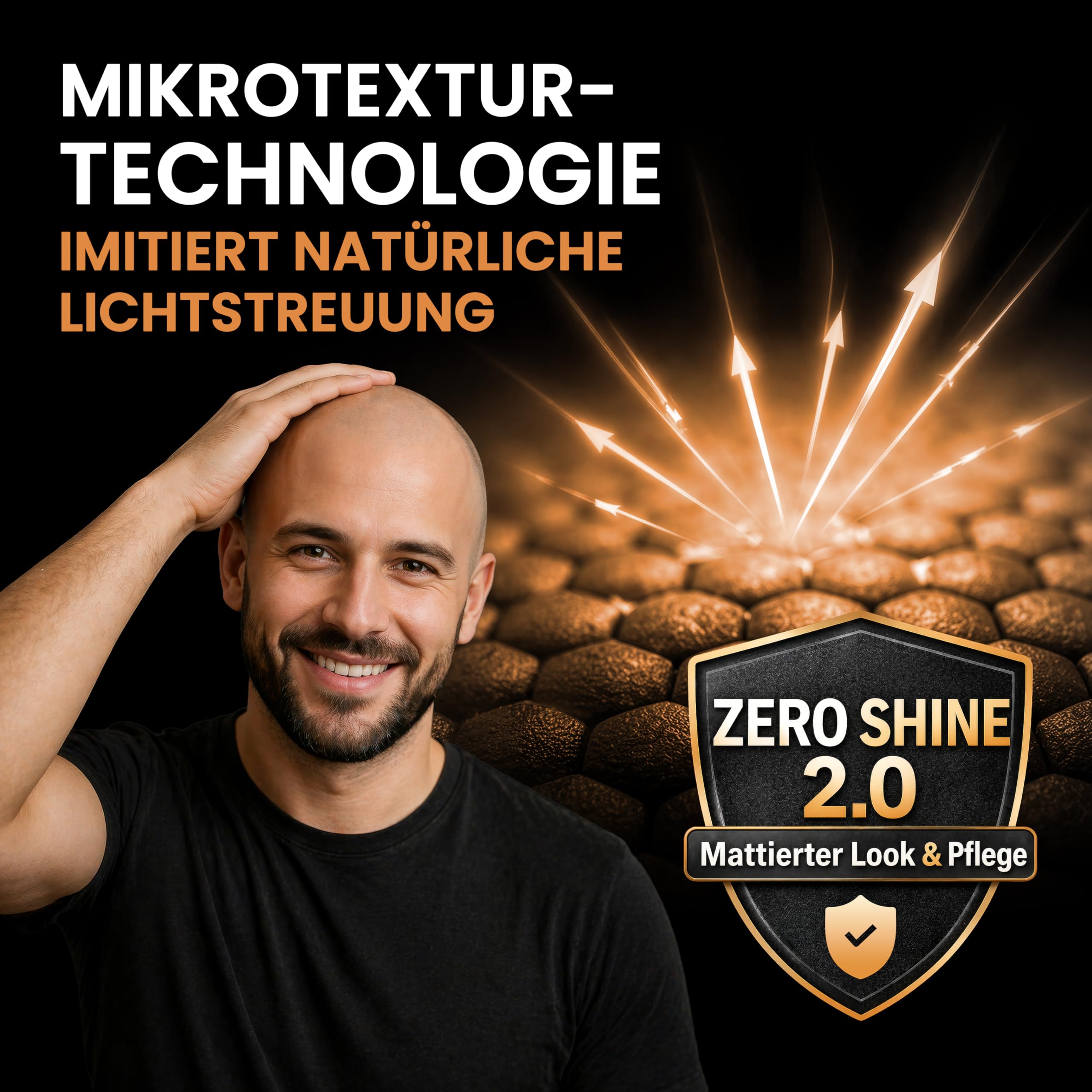 2.0 | Glatzenpflege matt | Anti-Shine | Pflegende Glatzencreme | Kopfhaut Pflege mattierend | Feuchtigkeitsspendend | Ideal bei Haarpigmentierung (SMP) | 74g