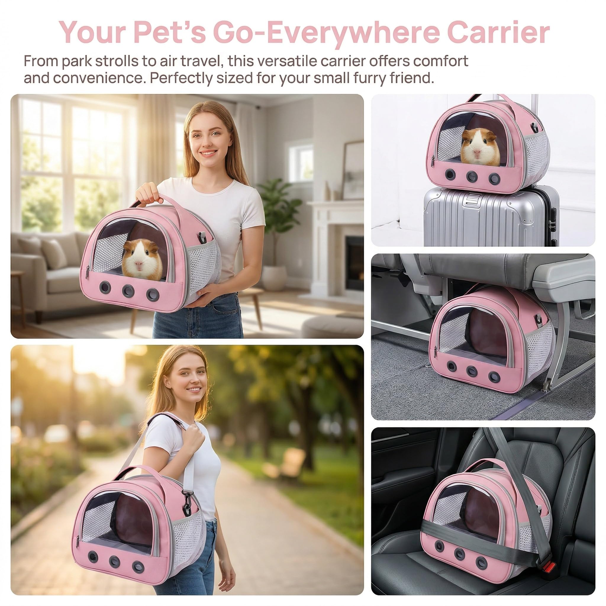 Transportador transparente para mascotas, jaula de viaje transparente portátil, contenedor de transporte, jaula de viaje para pájaros, ratas, hámsters y otros animales pequeños