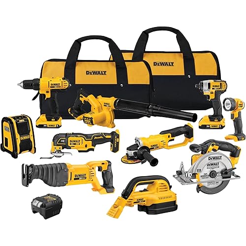 DEWALT Power Tools 20V MAX 10 Tool Combo Kit, Cordless Power Tool Set with 2 Batteries and Charger (DCK1020D2)