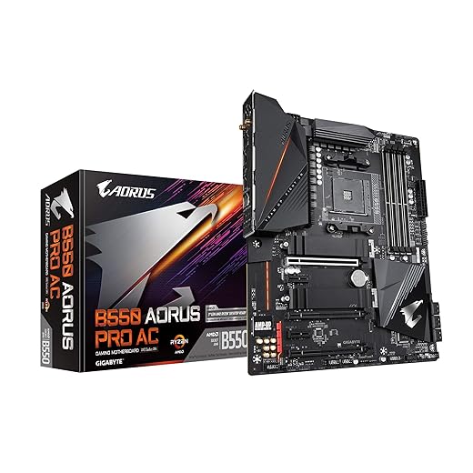 GIGABYTE B550 AORUS PRO AC (AM4 AMD/B550/ATX/Dual M.2/SATA 6Gb/s/USB 3.2 Gen 2/Intel Dual Band 802.11AC WiFi/2.5 GbE LAN/PCIe 4.0/RGB Fusion 2.0/DDR4/Gaming Motherboard)