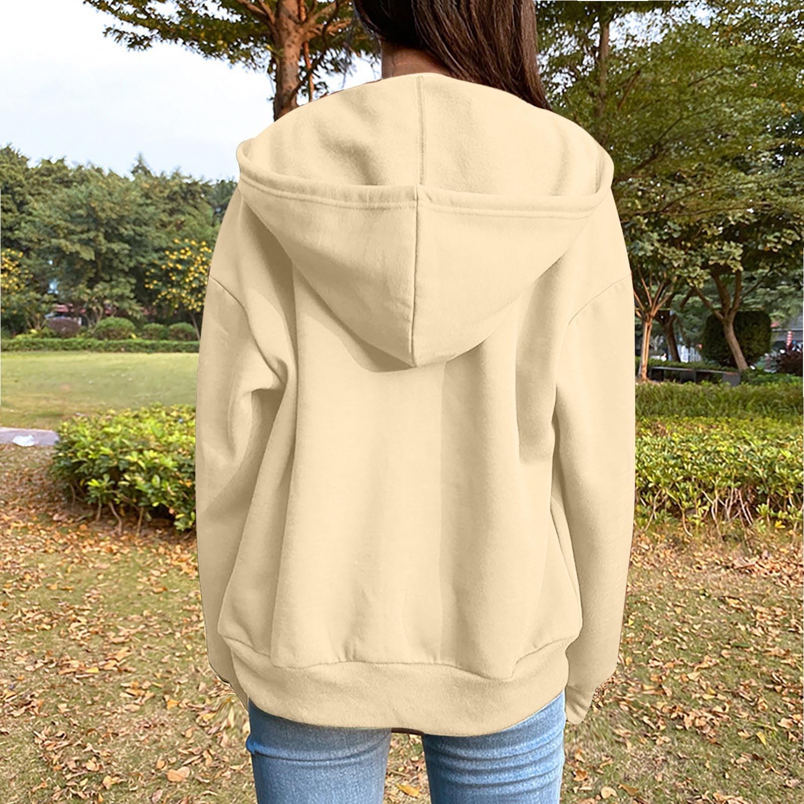 Generico Felpa con Cappuccio Donna Leggero Sportiva Felpe Oversize Maniche Lunghe Casual Hoodies Elegante Sweatshirt Morbida Sweatshirts Y2k Streetwear